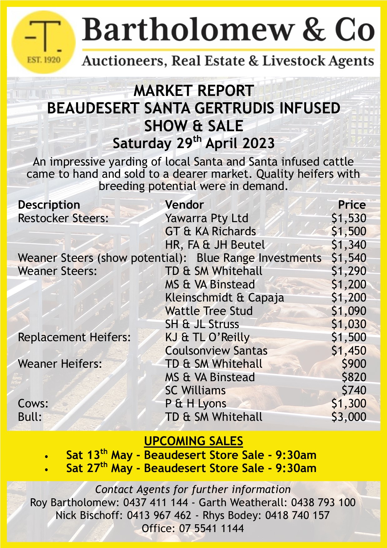 Beaudesert Santa Gertrudis Infused Show & Sale – 29th April 2023